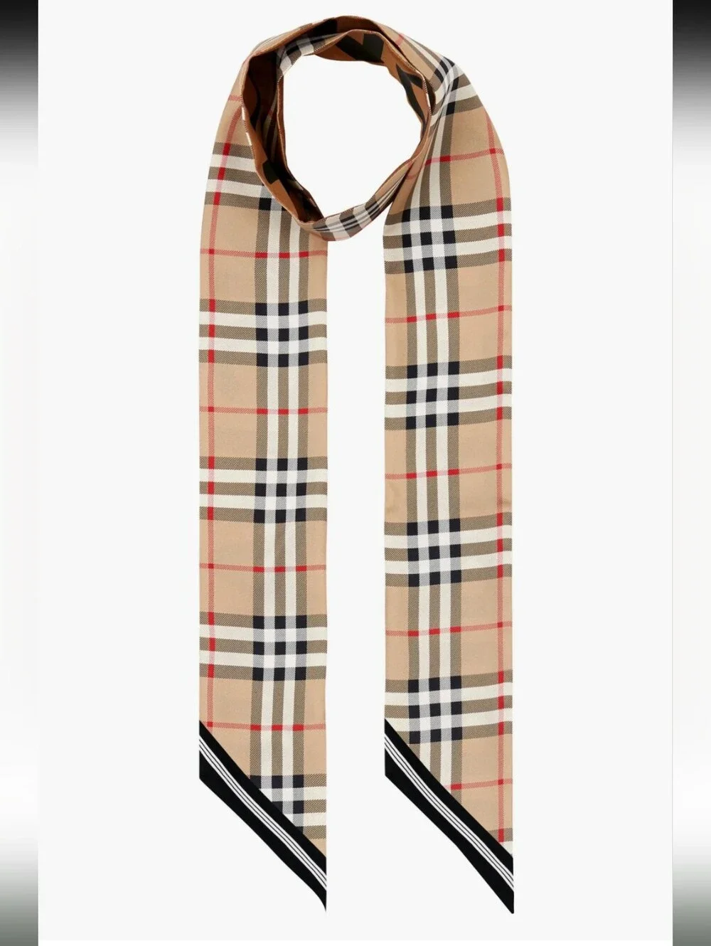 Burberry Vintage Check Mulberry Silk Skinny Scarf